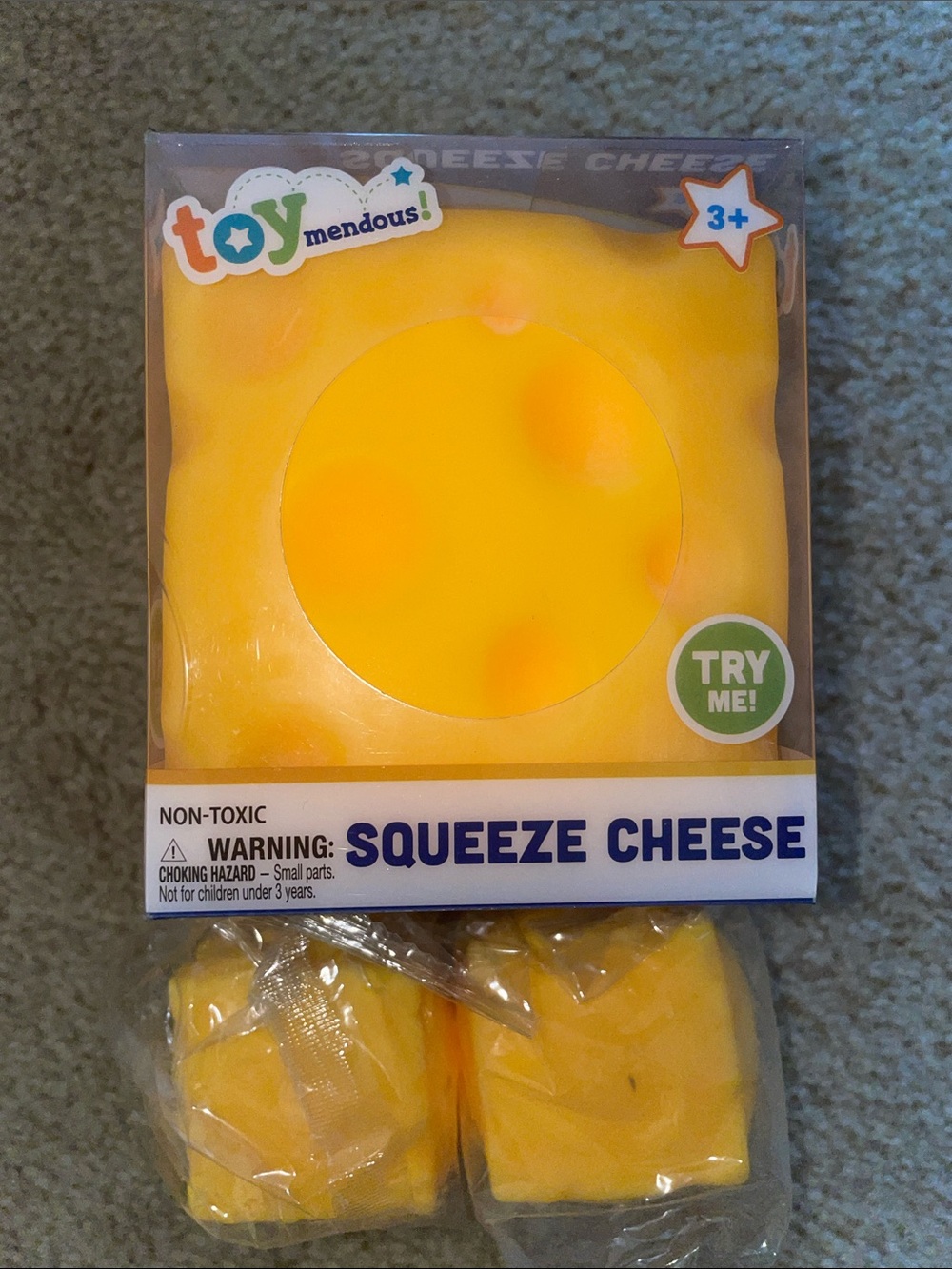 Yellow Squeeze Cheese Stress Toy